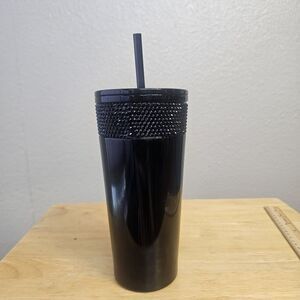 House of Harlow 1960 25oz Black Rhinestone Bling Tumbler Cup Straw